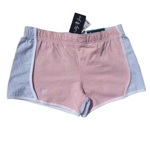 Pink and baby blue white casual striped shorts